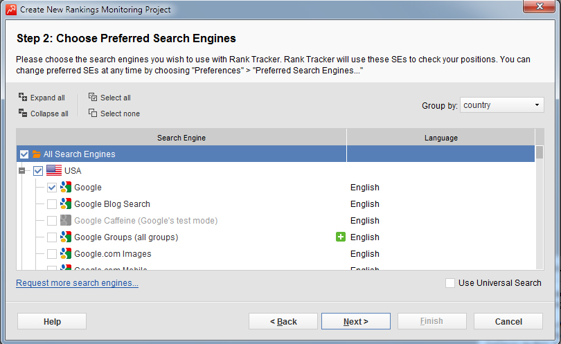 Choose Search Engines